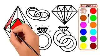 how to draw diamond Step by Step | Coloring Pages for Kids Easy Drawing Arifa Art School