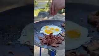 Breakfast at the lake. Bacon & tri tip burritos #shorts #skottle #camping