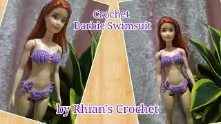 How to Crochet Simple Swimsuit for Barbie | Crochet Swimwear for Doll | Rhian's Crochet