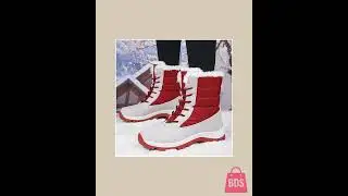 Winter Waterproof Cotton Shoes Black Cold-Proof Boots For Women Outdoor Plus Velvet Thickened War...