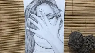 How to draw a girl covering face by hand // Hidden Face Drawing // Easy Pencil Sketch