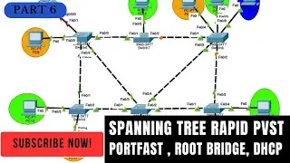 Spanning tree Rapid PVST |  Spanning tree PORTFAST | ROOT BRIDGE | DHCP IP config | Exercise 6