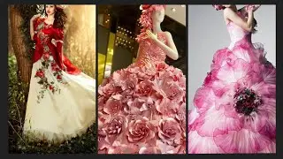 Flower fancy dress costume ideas || Rose flower net fabric gown designs