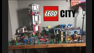 LEGO city tour and review: apartment building, police, and bank building.