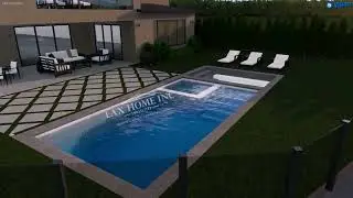 Tudor: Pool & Spa Design With Sunken Firepit, Diamond Shape Hardscape, Turf
