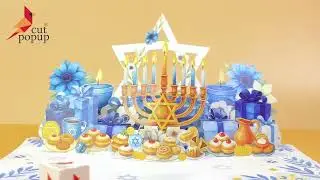 Hanukkah greeting 3D Popup cards a party
