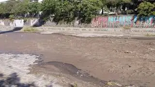 Mapocho River and bridge in Santiago, Chile, 2019-01-23