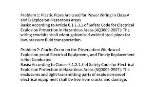 Summary of Common Issues in On-site Inspection of Explosion-proof Electrical Equipment