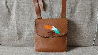 Bolsa de Couro, fa&ccedil;a em casa, costura manual 