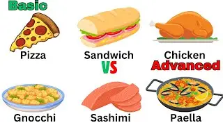 🍕🍣 Basic vs. Advanced Foods Part 2: Learn Names, Spelling, and Pronunciation!