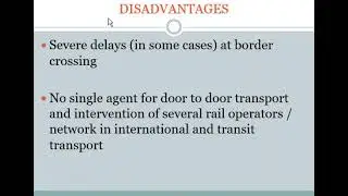 Disadvantages of Rail Transport