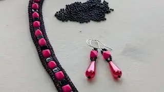Simple drop earrings with 2 hole pyramid/stud bead.