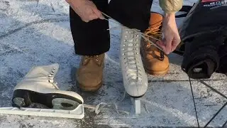 Ice on the lake - ice skating scene Markelfingen