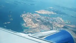 Landing in Singapore Changi Airport.Breathtaking Beautiful Singapore Top bird eye view