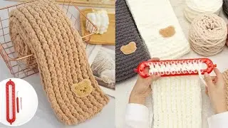 Cách đan khăn bằng khung loom với len nhung đũa đơn giản dành cho người không biết đan móc