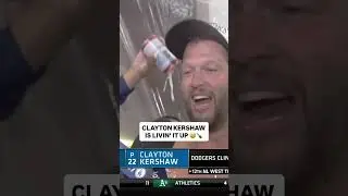 Clayton Kershaw enjoying the Dodgers&rsquo; NL West title in his final season 💙 #Dodgers #mlb