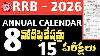 RRB 2026 :  OFFICIAL CALENDAR . 8 NOTIFICATIONS IN 2026 . 15 EXAMS DATES
