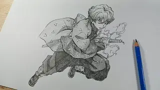 Draw Zenitsu full body step by step #demonslayer #zenitsu