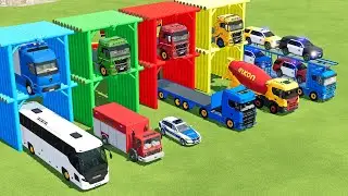 TRANSPORTING AMBULANCE, FORD POLICE, SERVICE TRUCK, FIRE DEPARTEMENT, MERCEDES MINI BUS - FS22