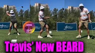 So cute! Travis Kelce shows off his trimmed beard at the 8AM golf tournament in Las Vegas