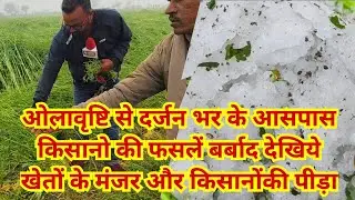  एक दर्जन गांवो के किसानों की फसलें ओलावृष्टि से बर्बाद 14 घण्टे बाद खेतों मैं जमीं बर्फ क़ि सिल्ली