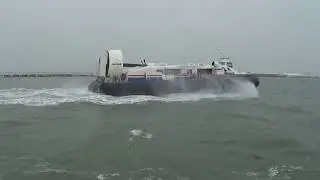 Hovertravel Hovercraft. BHT 130 Solent Express departing from Ryde