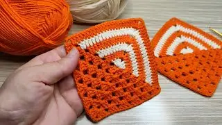 Orange White Granny Square | Part 1 | New Technique