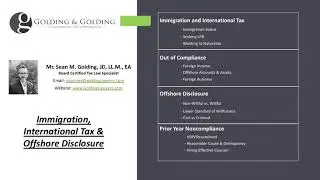 Immigration, Offshore Disclosure & International Tax: An Introduction