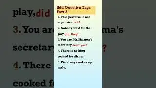 Question Tags Learn English Part 3 | Questions Tags Practice set | Grammar (Question tags)#shorts