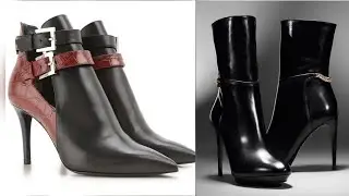 Top selling leather high heel pointed toe ankle boots designs ideas for women's