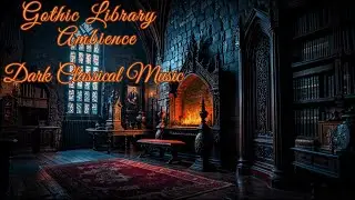 Gothic Library Ambience | Crackling Fireplace & Ominous Music for Deep Focus, Relaxation, or Reading