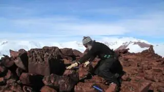 Edmund Stump Collecting Dolerite in Antarctica