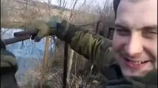 Russian occupants in Donbass Ukraine blow up fish in the river with grenades for fun