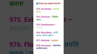 Daily Use English Words with Hindi Meaning |Speak English Confidently| Part... #speakenglish #shorts