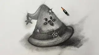 Kawaii magic hat and smooth pencil shading 