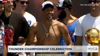 Full OKC Thunder Parade speeches from mayor + Jalen Williams, Aaron Wiggins, Jaylin Williams & SGA