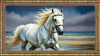Horse Life on a Vintage TV Frame 📺 Calm Countryside Horses for Home & Caf&eacute; Decor