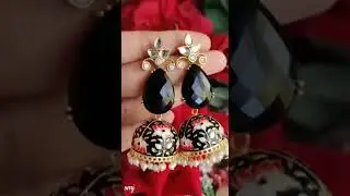 Original handpainted Meenakari jhumkhas with colourful enamel glass stone