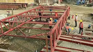 Steel building Erection work progress