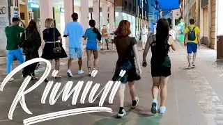 THE NIGHT OF RIMINI IS MAGNIFICENT. Italy - 4k Walking Tour around the City - Travel Guide. #Italy