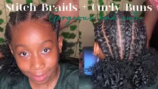 Gorgeous Stitch Braids into Curly Buns | Protective & Chic Hairstyle