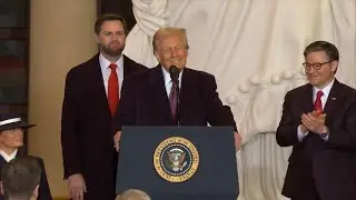 Trump Speaks at Post Inauguration Speech in Emancipation Hall