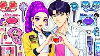 🌸Paper DIY🌸 KPOP DEMON HUNTERS Rumi & Jinu Couple 💜 Skincare + Makeup + Nail💄Blind Bag Unboxing ASMR