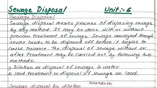 Unit:6 | Sewage Disposal | Sanitary Engineering | Dilution & Land Treatment | Prashant YT | BE Civil