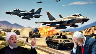 Iran Stealth Fighter Aircrafts And Helicopters Inundated Attack on Israel Military Vehicle in GTA V.
