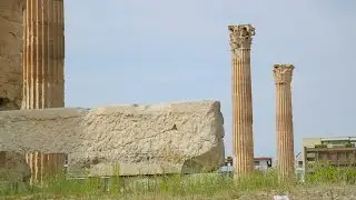Historic monument of ancient architecture, temple ruins, Greek national heritage. Stock Footage