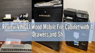 Review VINGLI Wood Mobile File Cabinet with 4 Drawers and Shelves, Printer Stand with Open Storage,