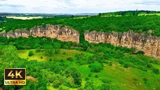 Mesmerizing Drone Flight over the Limestone Cliffs and River Vit in the Village of Aglen | Bulgaria