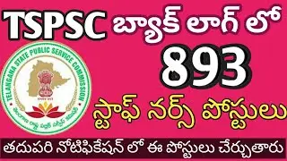 TSPSC Staff Nurse Post's 893/Staff Nurse Backlogs vacancy 893/Tspsc jobs Updates 2021