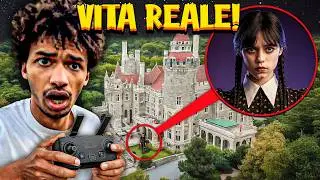 DRONE CATTURA MERCOLEDÌ ADDAMS nel CASTELLO della FAMIGLIA ADDAMS in VITA REALE..